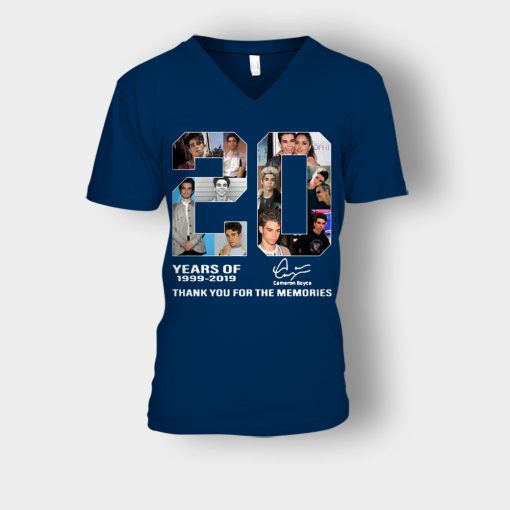 20-Years-Of-Cameron-Boyce-1999-2019-Thank-You-For-The-Memories-Unisex-V-Neck-T-Shirt-Navy