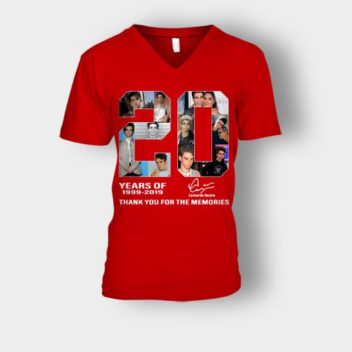 20-Years-Of-Cameron-Boyce-1999-2019-Thank-You-For-The-Memories-Unisex-V-Neck-T-Shirt-Red