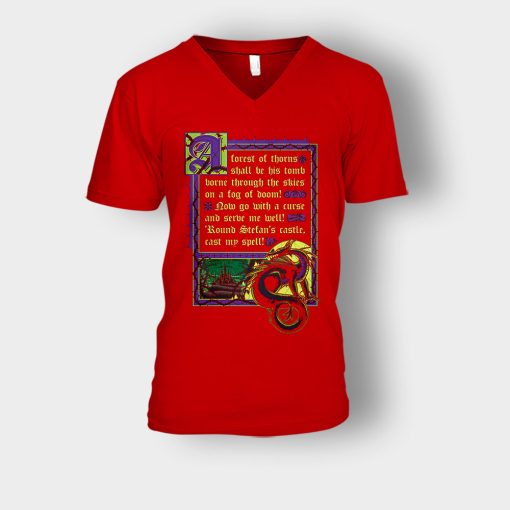 A-Forest-of-Thorns-Disney-Maleficient-Inspired-Unisex-V-Neck-T-Shirt-Red
