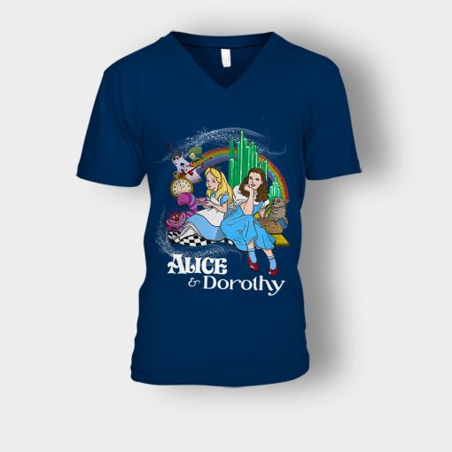 Alice-Or-Dorothy-Disney-Unisex-V-Neck-T-Shirt-Navy