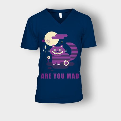 Alice-in-Wonderland-Are-You-Mad-Unisex-V-Neck-T-Shirt-Navy