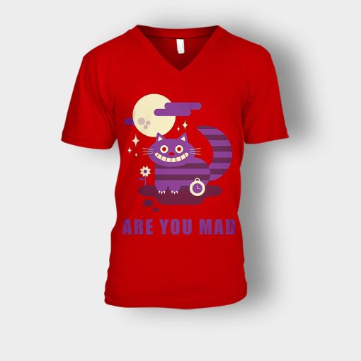 Alice-in-Wonderland-Are-You-Mad-Unisex-V-Neck-T-Shirt-Red