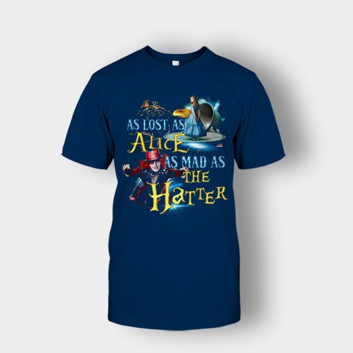 Alice-in-Wonderland-As-Lost-As-Alice-As-Mad-As-Hatter-Unisex-T-Shirt-Navy