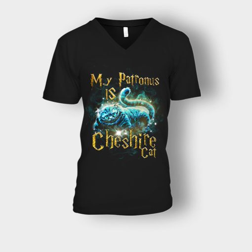 Alice-in-Wonderland-Cheshire-Is-My-Patronus-Unisex-V-Neck-T-Shirt-Black