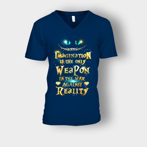 Alice-in-Wonderland-Cheshire-Reality-Unisex-V-Neck-T-Shirt-Navy