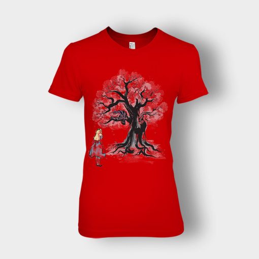 Alice-in-Wonderland-Cheshire-Sumi-Tree-Ladies-T-Shirt-Red