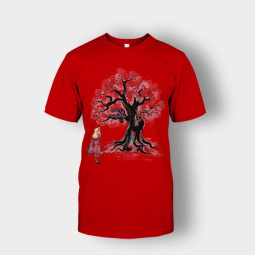 Alice-in-Wonderland-Cheshire-Sumi-Tree-Unisex-T-Shirt-Red
