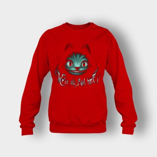 Alice-in-Wonderland-Cheshire-Were-All-Mad-Crewneck-Sweatshirt-Red