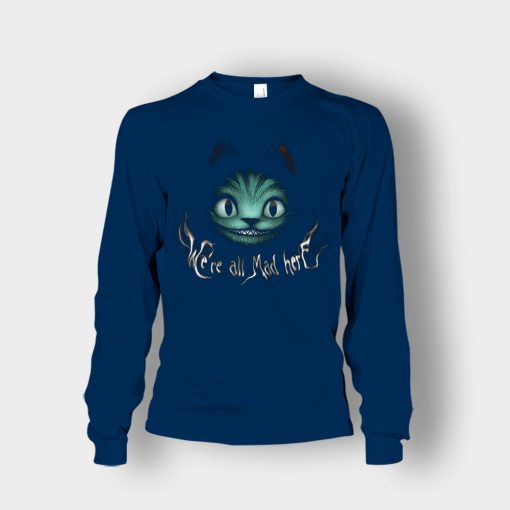 Alice-in-Wonderland-Cheshire-Were-All-Mad-Unisex-Long-Sleeve-Navy