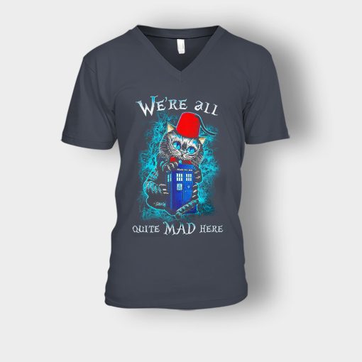 Alice-in-Wonderland-Cheshires-Doctor-Who-Unisex-V-Neck-T-Shirt-Dark-Heather