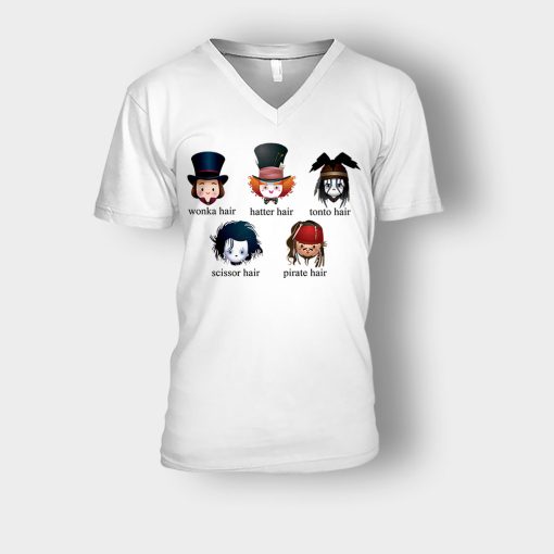 Alice-in-Wonderland-Johnny-Depp-Characters-Unisex-V-Neck-T-Shirt-White