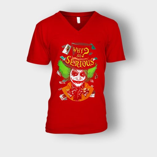 Alice-in-Wonderland-Joker-Mad-Hatter-Unisex-V-Neck-T-Shirt-Red