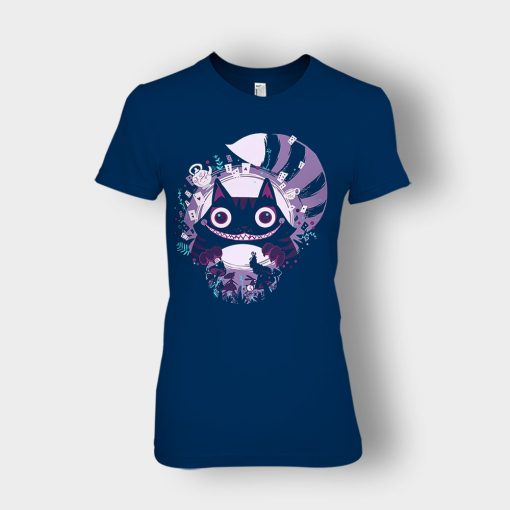 Alice-in-Wonderland-Nightmares-Cheshire-Ladies-T-Shirt-Navy