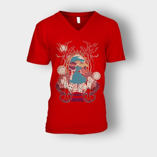 Alice-in-Wonderland-Sp-Unisex-V-Neck-T-Shirt-Red