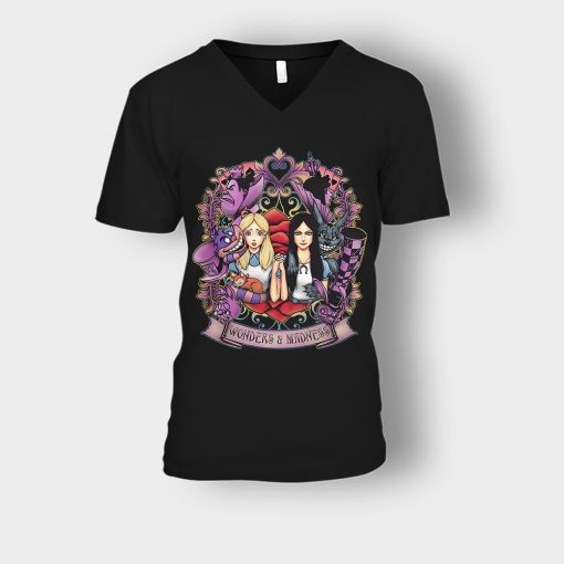 Alice-in-Wonderland-Two-Side-Light-And-Dark-Unisex-V-Neck-T-Shirt-Black