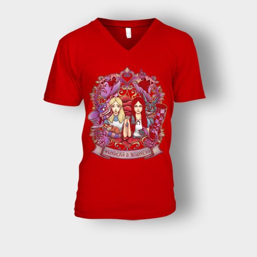 Alice-in-Wonderland-Two-Side-Light-And-Dark-Unisex-V-Neck-T-Shirt-Red