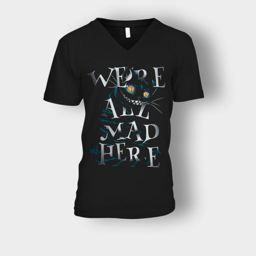 Alice-in-Wonderland-Were-All-Are-Mad-Unisex-V-Neck-T-Shirt-Black