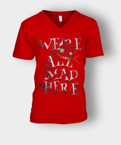 Alice-in-Wonderland-Were-All-Are-Mad-Unisex-V-Neck-T-Shirt-Red