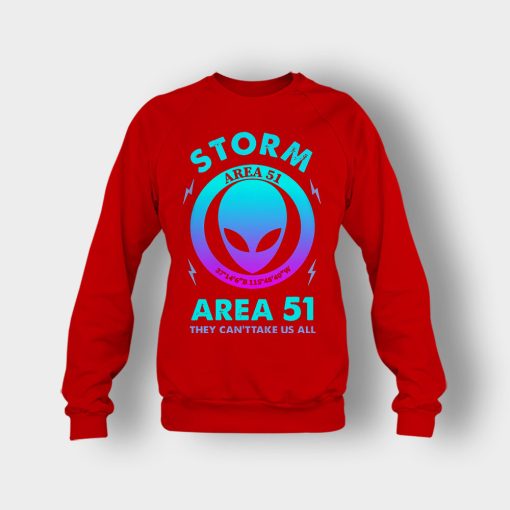 Alien-Storm-Area-51-they-cant-take-us-all-Crewneck-Sweatshirt-Red