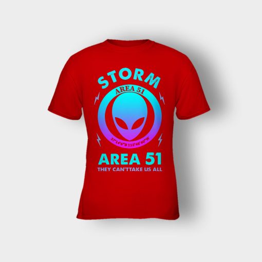 Alien-Storm-Area-51-they-cant-take-us-all-Kids-T-Shirt-Red