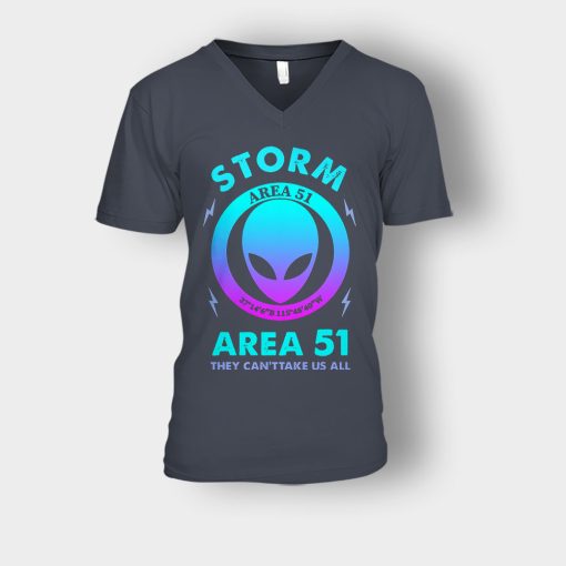 Alien-Storm-Area-51-they-cant-take-us-all-Unisex-V-Neck-T-Shirt-Dark-Heather
