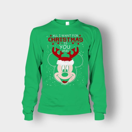 All-I-Want-In-Christmas-Is-Disney-Mickey-Inspired-Unisex-Long-Sleeve-Irish-Green