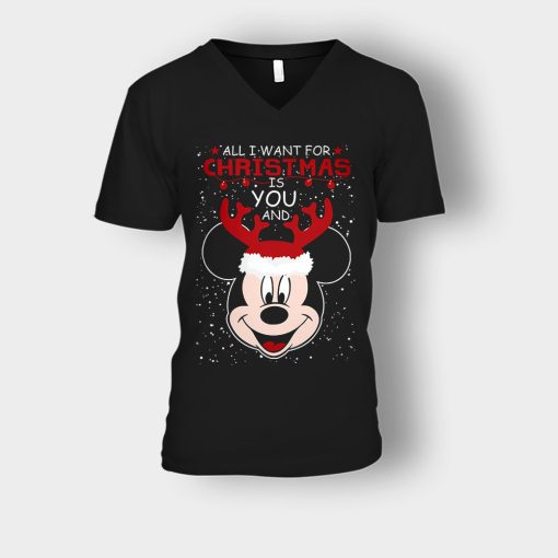 All-I-Want-In-Christmas-Is-Disney-Mickey-Inspired-Unisex-V-Neck-T-Shirt-Black