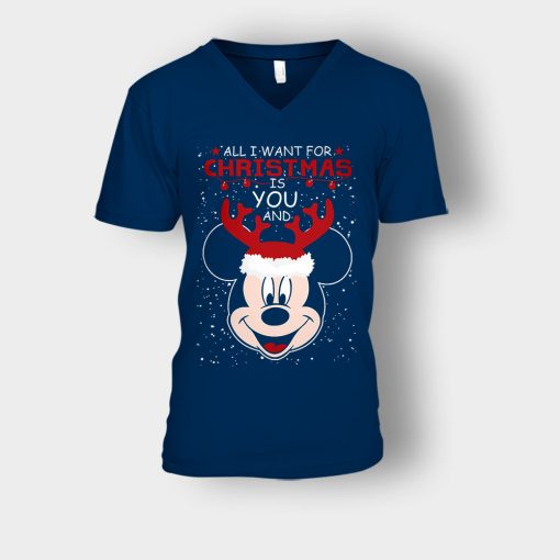 All-I-Want-In-Christmas-Is-Disney-Mickey-Inspired-Unisex-V-Neck-T-Shirt-Navy