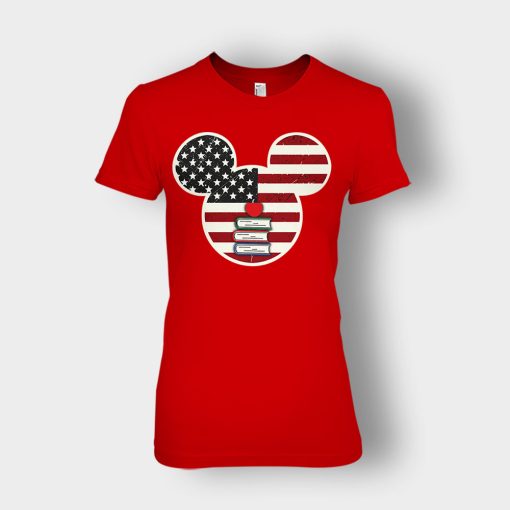 America-And-Books-Disney-Mickey-Inspired-Ladies-T-Shirt-Red