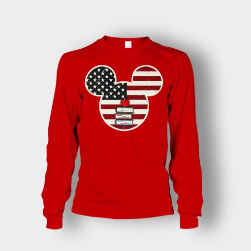 America-And-Books-Disney-Mickey-Inspired-Unisex-Long-Sleeve-Red