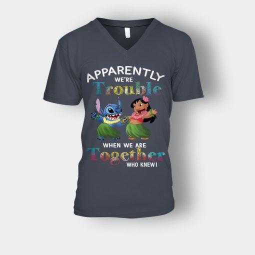 Apparently-Were-Trouble-When-Were-Together-Disney-Lilo-And-Stitch-Unisex-V-Neck-T-Shirt-Dark-Heather