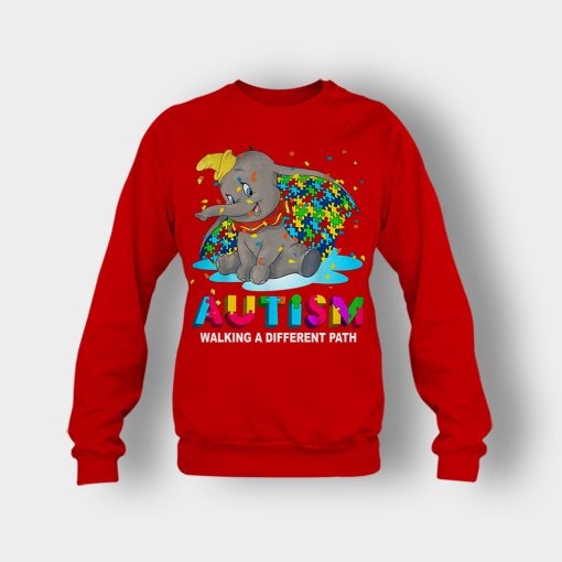 Autism-Walking-A-Different-Path-Disney-Dumbo-Crewneck-Sweatshirt-Red