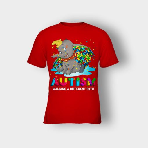 Autism-Walking-A-Different-Path-Disney-Dumbo-Kids-T-Shirt-Red