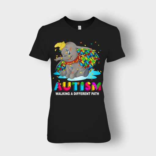 Autism-Walking-A-Different-Path-Disney-Dumbo-Ladies-T-Shirt-Black
