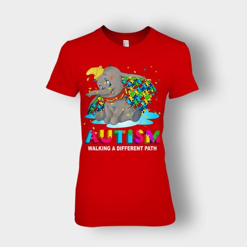 Autism-Walking-A-Different-Path-Disney-Dumbo-Ladies-T-Shirt-Red