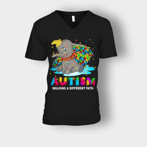 Autism-Walking-A-Different-Path-Disney-Dumbo-Unisex-V-Neck-T-Shirt-Black