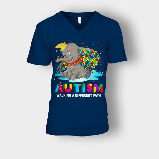 Autism-Walking-A-Different-Path-Disney-Dumbo-Unisex-V-Neck-T-Shirt-Navy