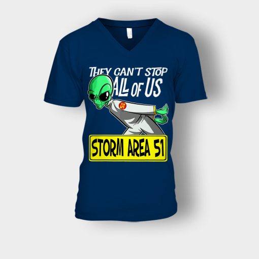 BEST-Storm-Area-51-They-Cant-Stop-All-of-Us-Running-Alien-Unisex-V-Neck-T-Shirt-Navy