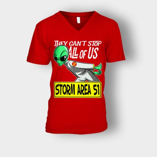 BEST-Storm-Area-51-They-Cant-Stop-All-of-Us-Running-Alien-Unisex-V-Neck-T-Shirt-Red