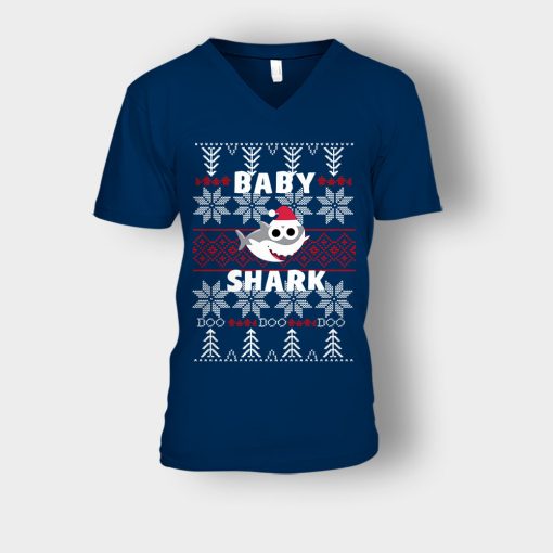 Baby-Shark-Doo-Doo-Doo-Christmas-New-Year-Gift-Ideas-Unisex-V-Neck-T-Shirt-Navy