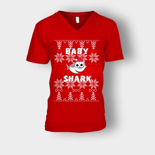 Baby-Shark-Doo-Doo-Doo-Christmas-New-Year-Gift-Ideas-Unisex-V-Neck-T-Shirt-Red