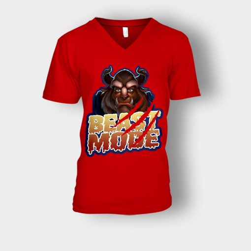 Beast-Mode-On-Disney-Beauty-And-The-Beast-Unisex-V-Neck-T-Shirt-Red