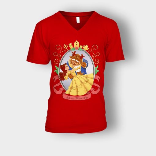 Beastly-Love-Disney-Beauty-And-The-Beast-Unisex-V-Neck-T-Shirt-Red