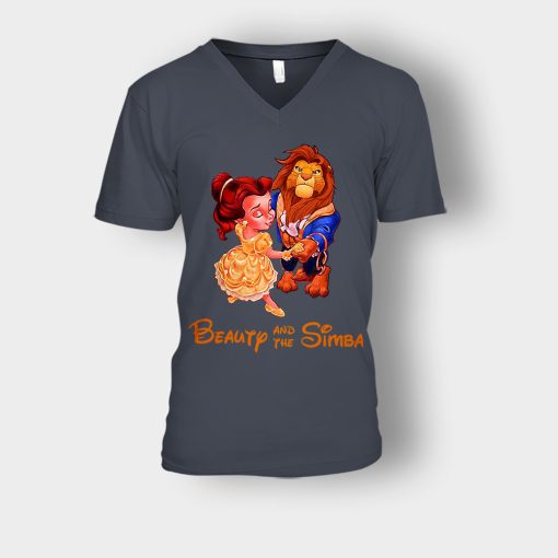 Beauty-And-The-Simba-The-Lion-King-Disney-Inspired-Unisex-V-Neck-T-Shirt-Dark-Heather