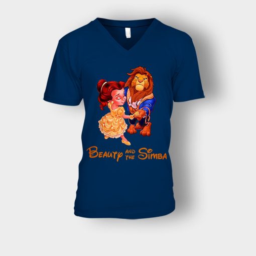Beauty-And-The-Simba-The-Lion-King-Disney-Inspired-Unisex-V-Neck-T-Shirt-Navy