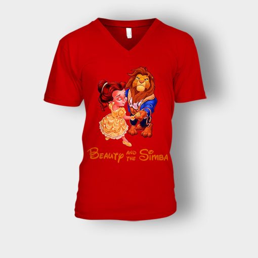 Beauty-And-The-Simba-The-Lion-King-Disney-Inspired-Unisex-V-Neck-T-Shirt-Red