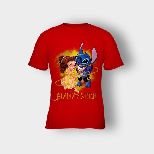 Beauty-And-The-Stitch-Disney-Lilo-And-Stitch-Kids-T-Shirt-Red