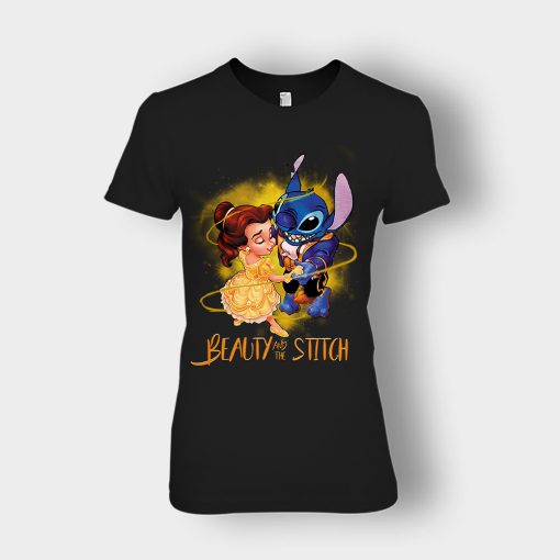 Beauty-And-The-Stitch-Disney-Lilo-And-Stitch-Ladies-T-Shirt-Black