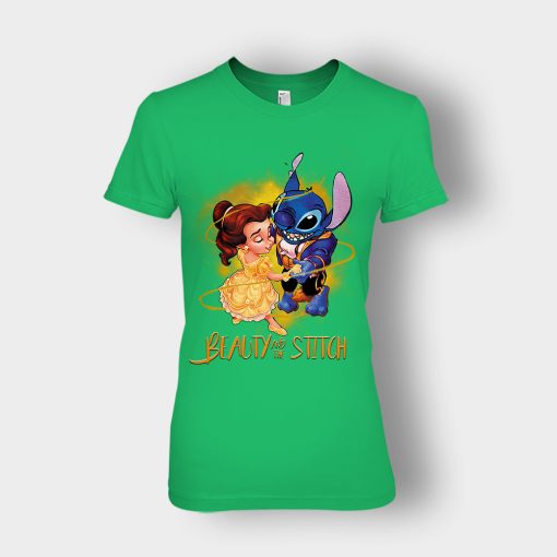 Beauty-And-The-Stitch-Disney-Lilo-And-Stitch-Ladies-T-Shirt-Irish-Green