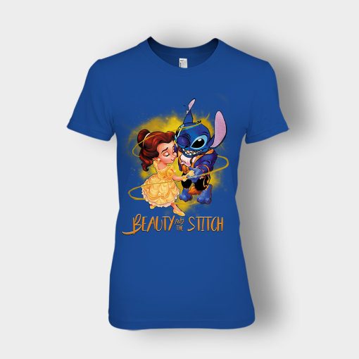 Beauty-And-The-Stitch-Disney-Lilo-And-Stitch-Ladies-T-Shirt-Royal